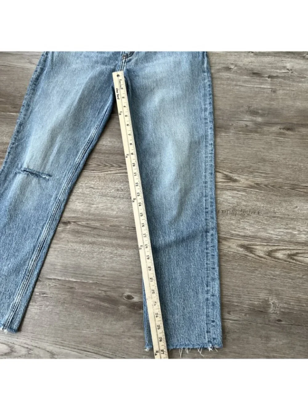 Rag Bone Wren High Rise Slim Straight Jeans Womens 28 Riley Distressed‎ Raw Hem